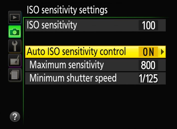 Nikon при установке авто ISO предлагает выбрать минимальную выдержку